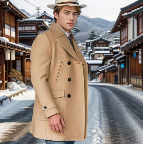 Coat: In-Stock, Best-Selling British-Style Men's Mid-Length Long-Sleeve Wool Coat for Fall/Winter