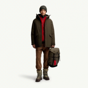 Moncler Men's Dark Green Polyester-Cotton Blend Mid-Length Hooded Down Jacket