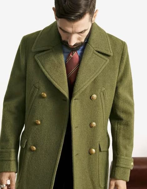 Coat: In-Stock, Best-Selling British-Style Men's Mid-Length Long-Sleeve Wool Coat for Fall/Winter