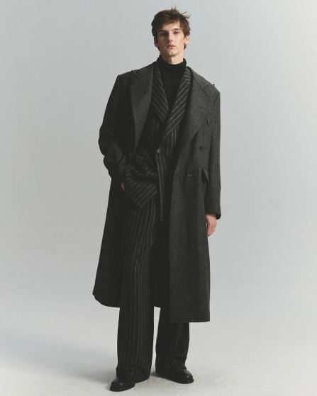 SageSalt Early Autumn Limited Edition Collection: Dark Gray Wool Double-Breasted Classic Chesterfield Coat 9013DG