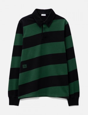 Burberry   Long Sleeve Striped Cotton Polo Shirt
