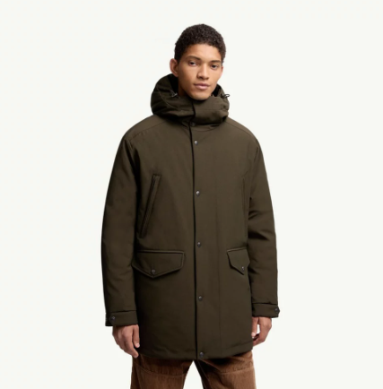 Moncler Men's Dark Green Polyester-Cotton Blend Mid-Length Hooded Down Jacket