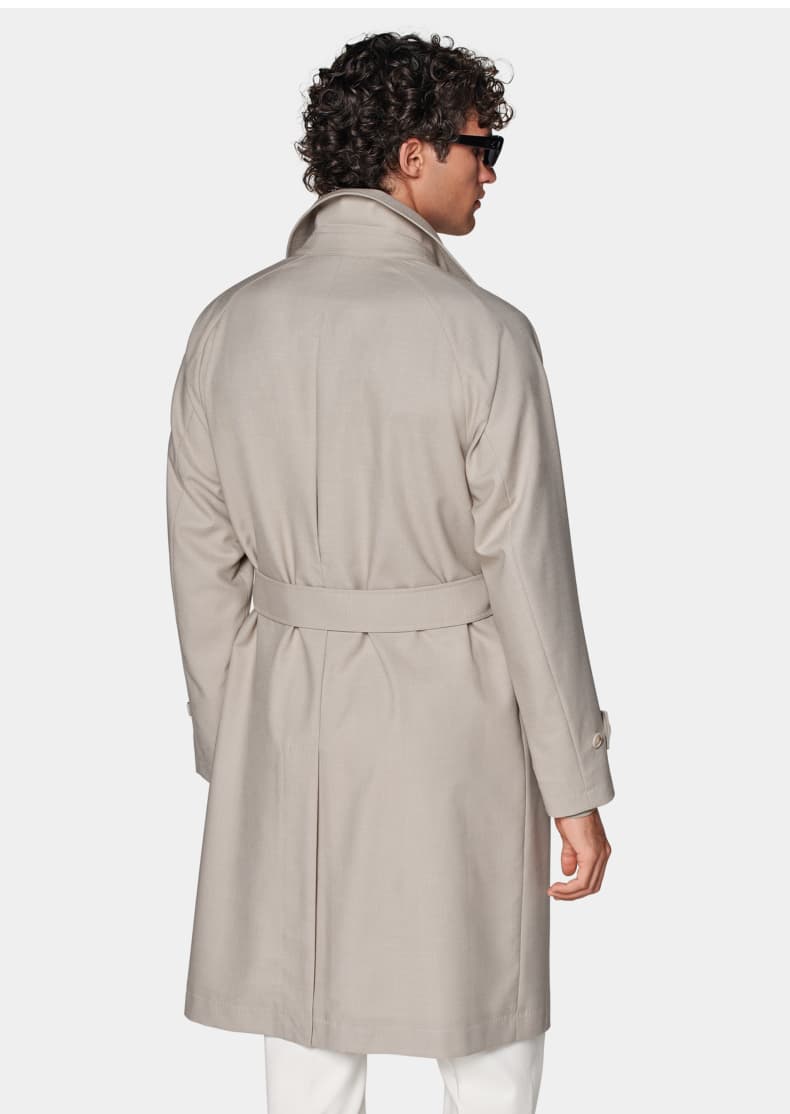 SUITSUPPLY grey-brown Traveller four-strand wool slim-fit trench coat