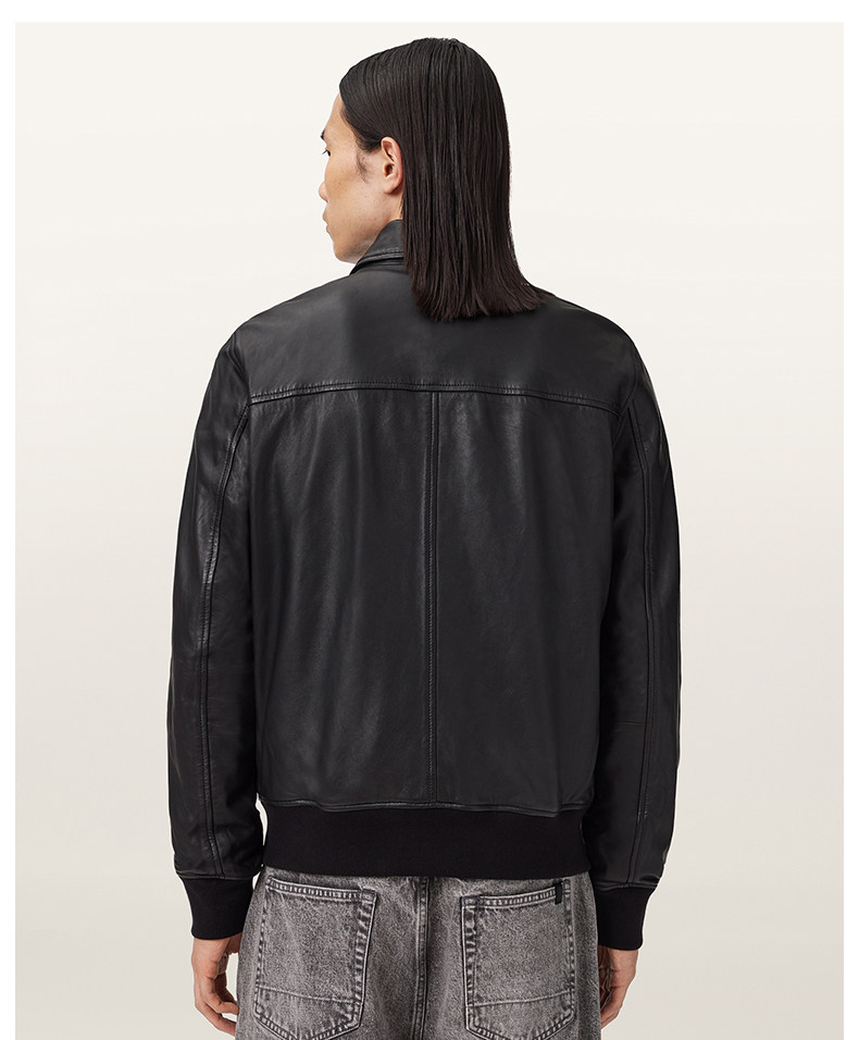 ALLSAINTS Men's Jersey Style Leather Jacket, Rashford Soft Genuine Leather Jacket, Spring 2026