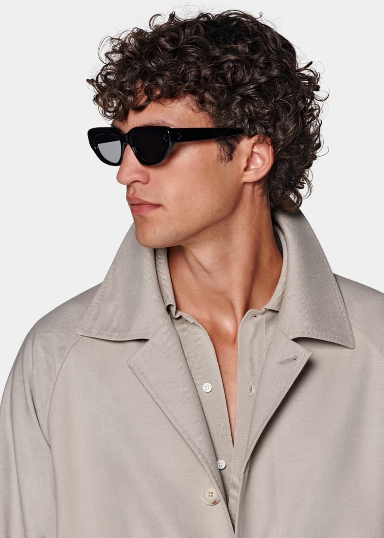 SUITSUPPLY grey-brown Traveller four-strand wool slim-fit trench coat