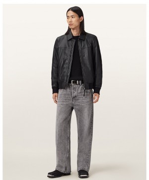 ALLSAINTS Men's Jersey Style Leather Jacket, Rashford Soft Genuine Leather Jacket, Spring 2026