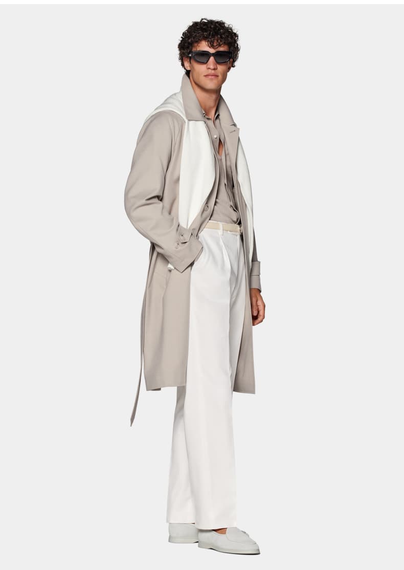 SUITSUPPLY grey-brown Traveller four-strand wool slim-fit trench coat