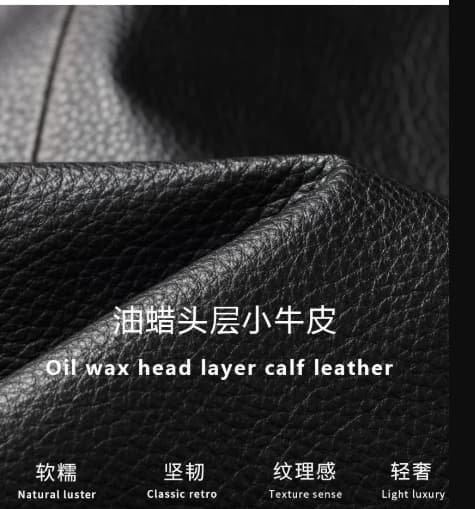 Haining Genuine Leather Jacket for Men, Top Layer Calfskin, Short Lapel Motorcycle Style, Stylish Spring and Autumn Coat
