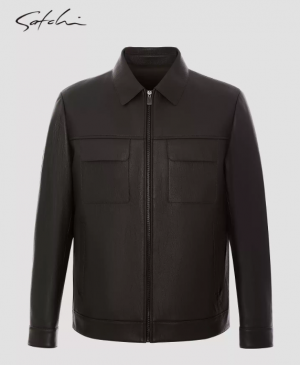 SATCHI Men's Genuine Leather Jacket, Sheepskin Business Short Leather Jacket